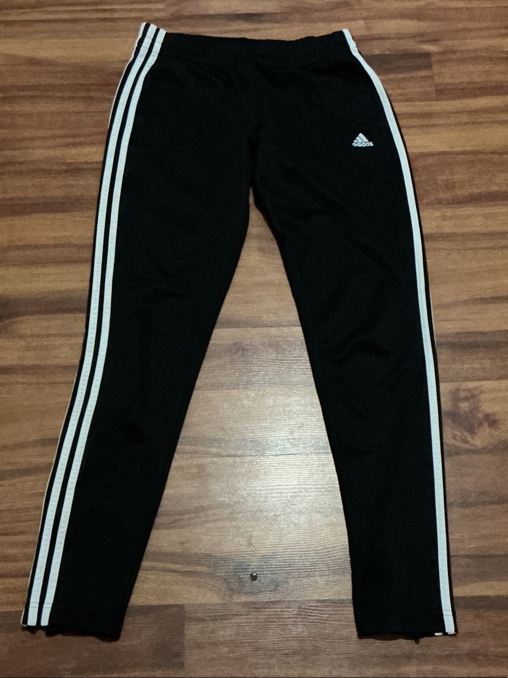 adidas Black Joggers with White Side Stripes small women great condition